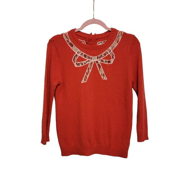 The Unbranded Brand Tops - The Unbranded Brand The Knit Lace Blouse Red Size S Coquette